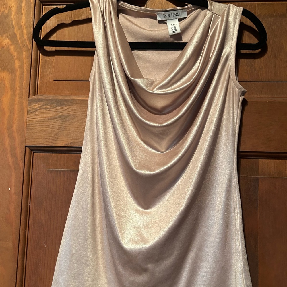 Metallic Cowl Neck Sleeveless Top